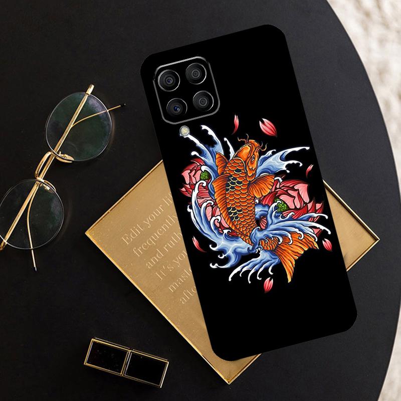 Чехол для Samsung Galaxy M11 M21 M31 M12 M13 M14 M15 M35 M55 M34 M54 M33 M53 M32 M52 M06 M16 с рисунком японского карпа кои, дракона и волны