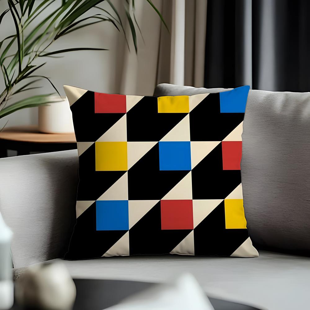 Trending BBauhaus Geometryer Cushion Cover Antidustmite Pillowcase Invisible Zipper Silky Short Plush Sofa Cushion Cover