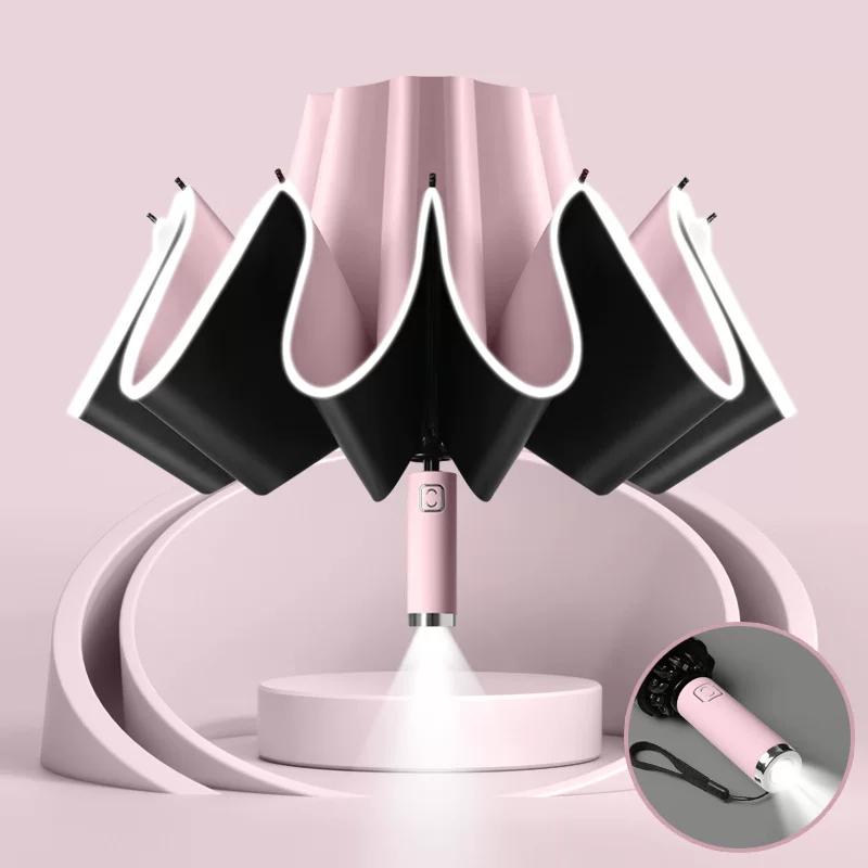 Fully Automatic Retractable Umbrella for Men and Women, Dual-Use for Sun and Rain, Thickened Large Size, Car-Mounted, Reverse Design, Double-Person