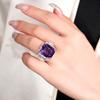 Rectangle Purple Zircon Open Ring Women's Fashion Temperament Celebrity Banquet Hand Jewelry