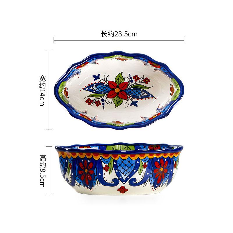 Creative Hand-painted Ceramic Bowl Irregular Salad Bowl Dessert Bowl Fruit Bowls Thick Soup Bowls Restaurant Specialty Tableware