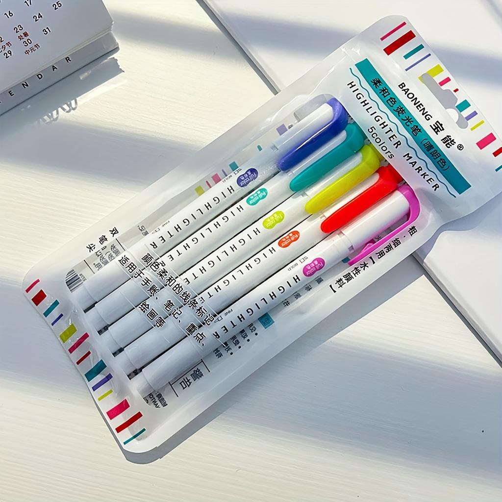5 шт. Пастельные хайлайтеры Цвета Двусторонний флуоресцентный маркер-крючок Цветной маркер Милые маркеры для ведения журнала Японская канцелярия