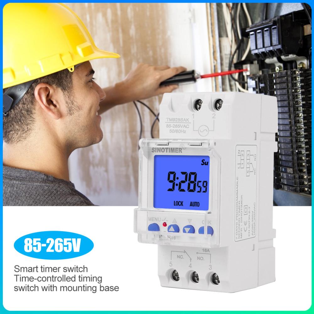 DIN Rail Weekly Programmable Timer Switch Time Relay with Backlit LCD AC 85-265V for Home 7 Days Programmable Timer