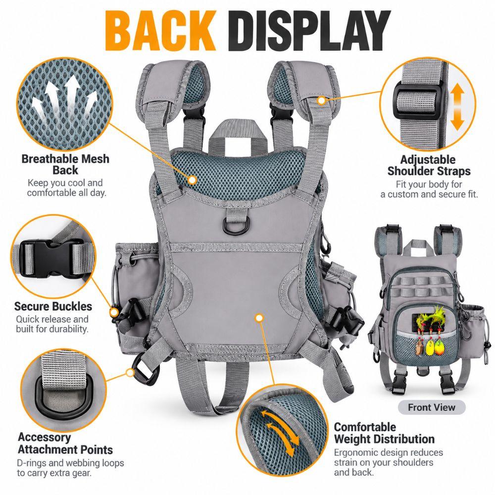 Lightweight Fly Fishing Chest Pack Waterproof Fishing Tackle Pack Fly Fishing