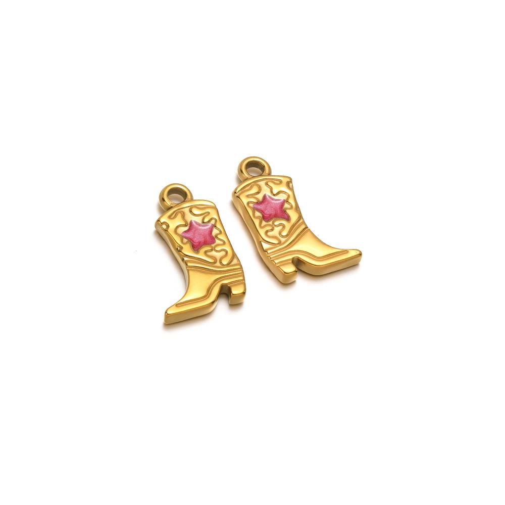 5pcs Stainless Steel Enamel Heart Star Martin Boot Shoes Charms for DIY Jewelry Necklace Bracelet Earring Making Accessories