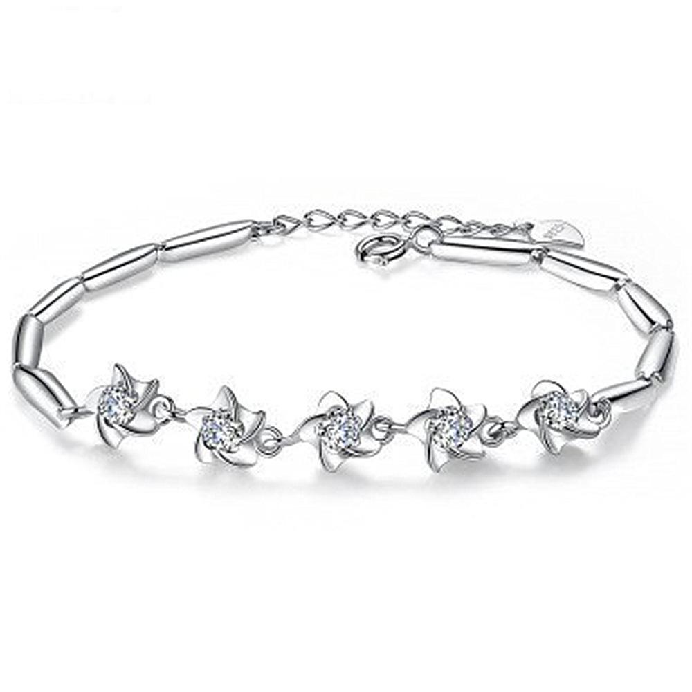Korean-style silver-plated windmill bracelet for women Simple Starfish Bracelet Five-pointed flower bracelet, sweet jewelry