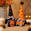 Plush Gnome Halloween Decoration, Spooky Orange Black Boo Pumpkin Swedish Tomte Soft Centerpieces Figurine, Elf Dwarf Ornaments for Dining Table