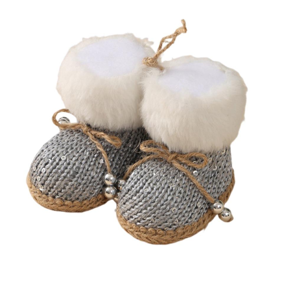 Elegant Knitted Christmas Shoes Ornament Handmade DIY Christmas Decorations for Xmas Tree