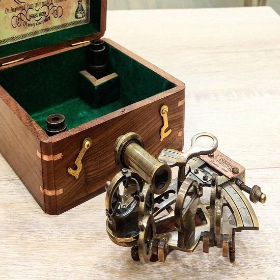 Nautical Sextant Christmas Gift , Brass Sextant, Working Compass, Gift for Father, Anniversary Gift, Navy Veteran Gift