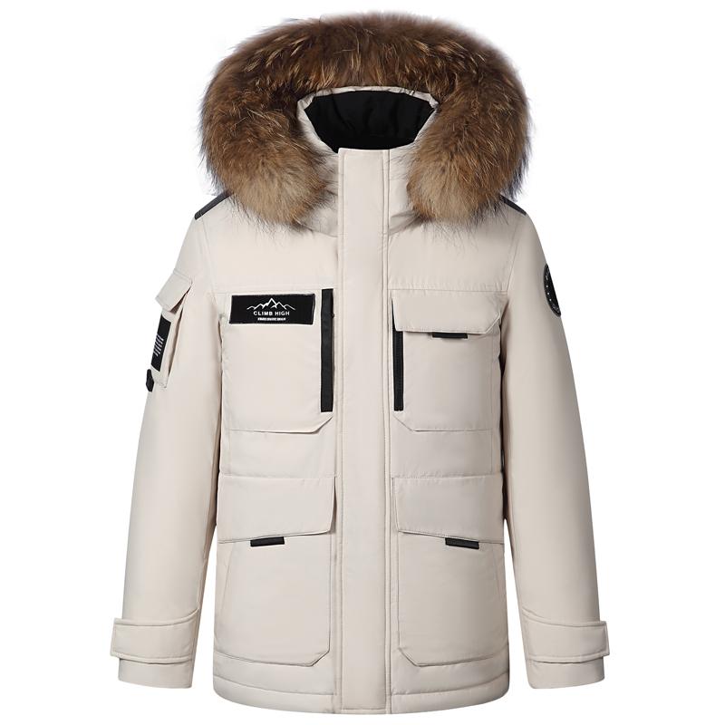 Real Fur Collar Winter White Duck Down Coats for Men Parkas Hooded Thick Warm Down Jackets Man Outerwears