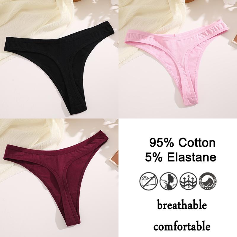 3шт/комплект хлопковые трусики стринги женские трусики сексуальное нижнее белье женское нижнее белье стринги для женщин однотонные интимные трусики
