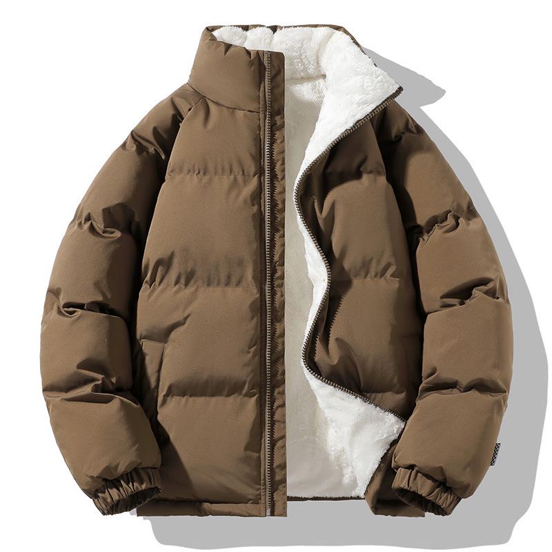 Мужское зимнее пальто из овечьей шерсти с бархатной подкладкой - High Street Fashion, свободный крой, теплая хлопковая куртка