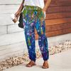 Women Flower Printing Pants Lace Up Elastic Waist Loose  Trousers Casual Long Pants Trousers with Pockets