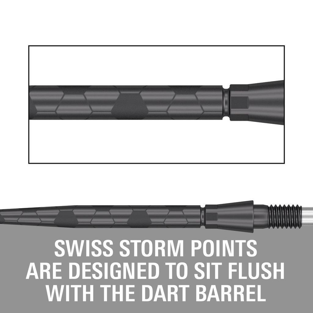 Target Darts Swiss Storm ONYX Dart Points of Replacement Steel Dart Points (Set 3) 26mm/30mm/35mm - Silver/Gold/Black (30mm, Black)