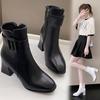 2024 Autumn and Winter New Korean Version Thick Heel Pointed Foreign Trade Spot Fashion Casual Side Zipper Thin Fashion Women's Boots Tide