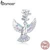Real 925 Sterling Silver Peace Dove Pendant Charm for Original Silver Bracelet or Necklace Fine Jewelry