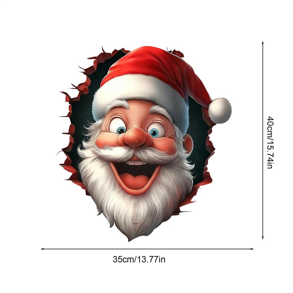 35X40cm Wall Breaking Winter Santa Claus Sticker pvc 3D Effect Christmas Cartoon Design Wall Decals Holiday Home Decor Stickers