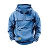 Men's Large Patch Pocket Drawstring Long Sleeve Half-Zip Hoodie