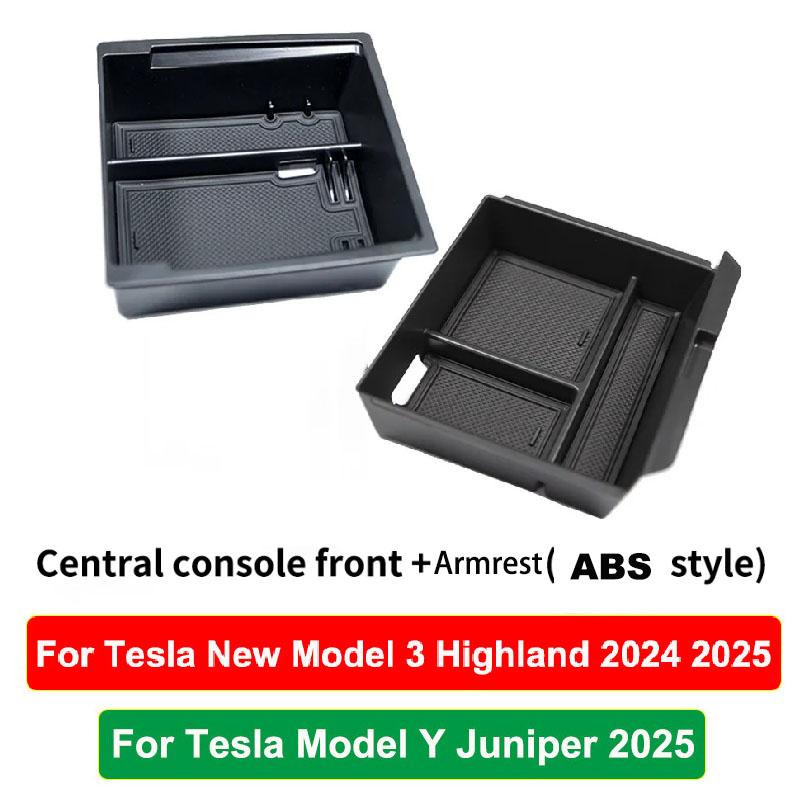 DQMN8 For Tesla Model Y Juniper 2025 Model 3 Highland Center Console Armrest Hidden Storage Box Cup Holder Car Organizer Accessories