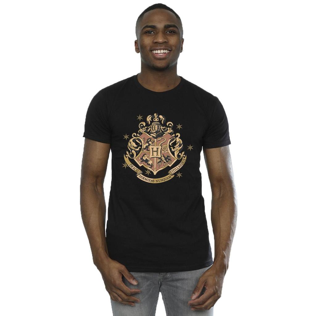Harry Potter Mens Gold Hogwart Crest T-Shirt