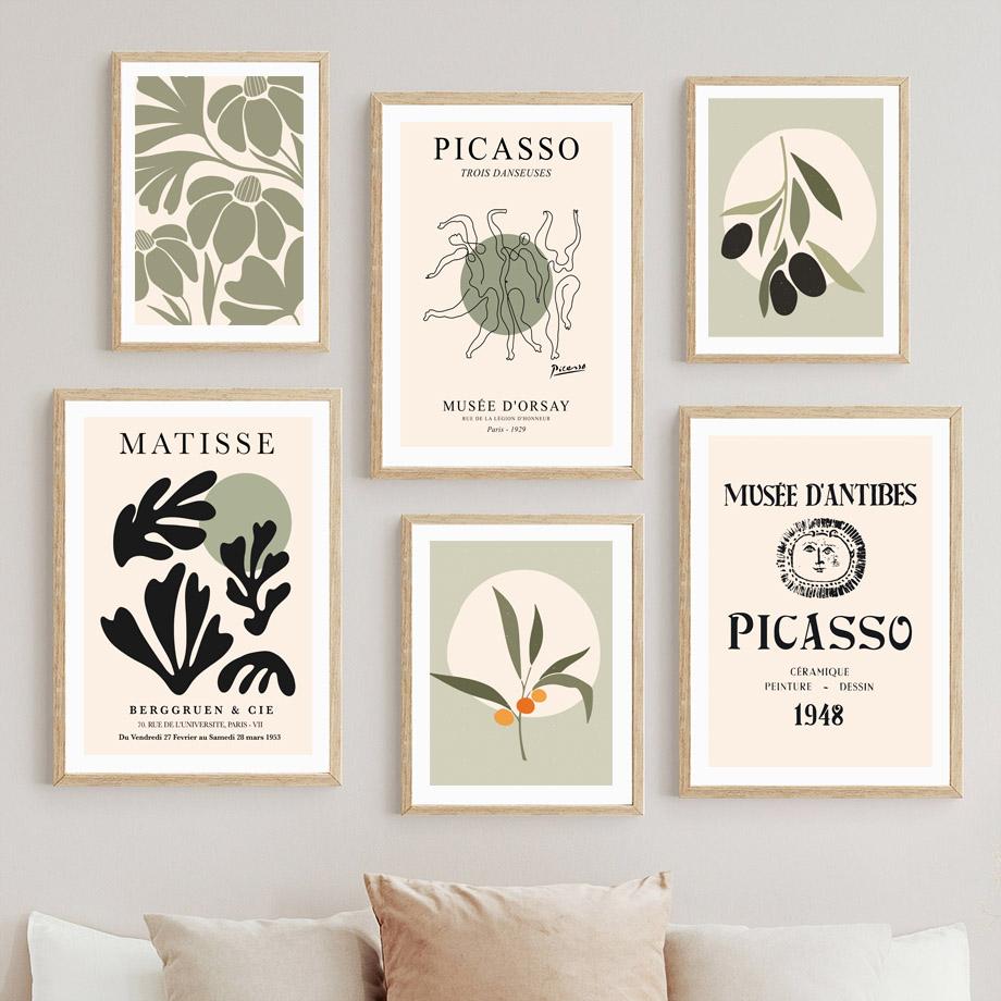 Абстрактные линии Пикассо Матисс ботанические цветочные постеры и принты настенная живопись на холсте для гостиной декоративные картины