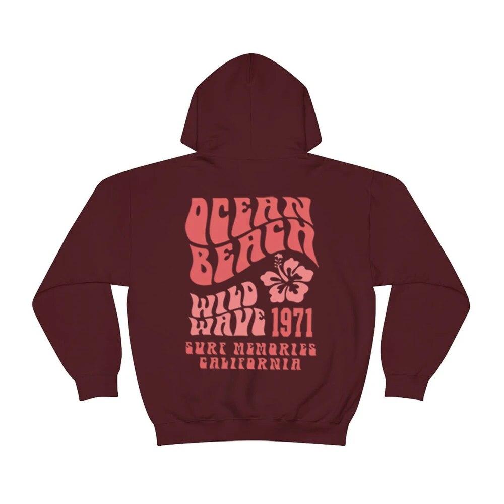 Ocean Beach Hoodie Aesthetic Hoodie Tumblr Sweatshirt CA Surf Tee Trendy Oversized Hoodie Coconut Hoodie Unisex Aesthetic Tops Unisex