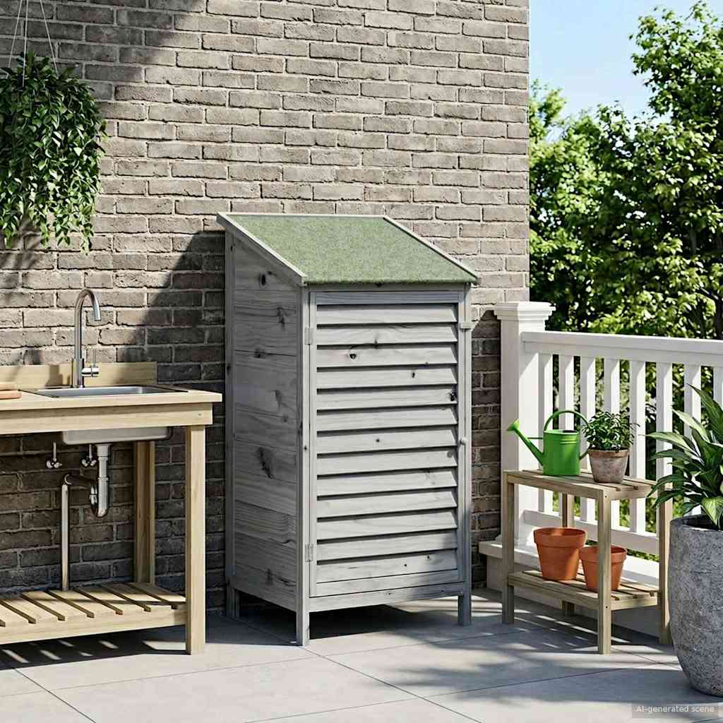 Garden Shed Gray 59 x 56 x 113.5 cm Solid Spruce Wood