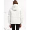 Women Autumn Winter Hooded Padded Warm Color Block Short Cotton Coat