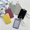 Ins Solid Color ID Card Holder Student Bus Card Case Badge Cards Cover Women Credit Card Holder with Hand Rope Lanyard