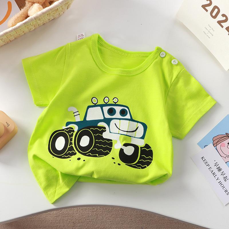 Новая футболка Хлопок Для девочек С коротким рукавом Летняя С полурукавом Детская Впитывающая пот Детская одежда