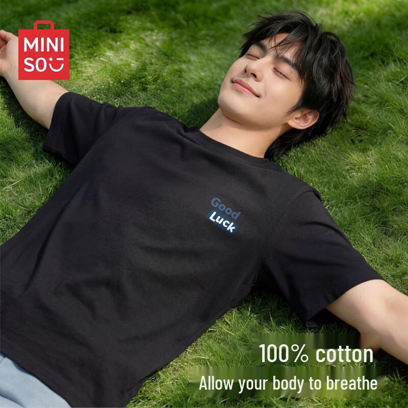 MINISO Мужская повседневная футболка из чистого хлопка с коротким рукавом Z