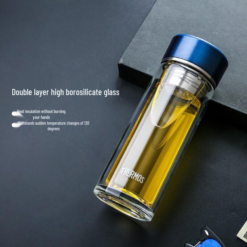 Thermos Двухслойная стеклянная бутылка-заварник для чая из боросиликатного стекла 300 мл