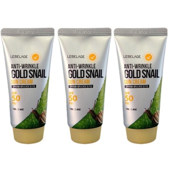 Lebelage Anti-Wrinkle Gold Snail Sun Cream 70ml (3 Options)