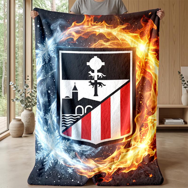 Athletic Bilbao Football Print Flannel Blanket, Soft Warm Lightweight Throw Blanket for Sofa Bed Camping