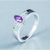 Luxury White Fire Opal Rings Purple Zircon Anniversary Women Jewelry Rings