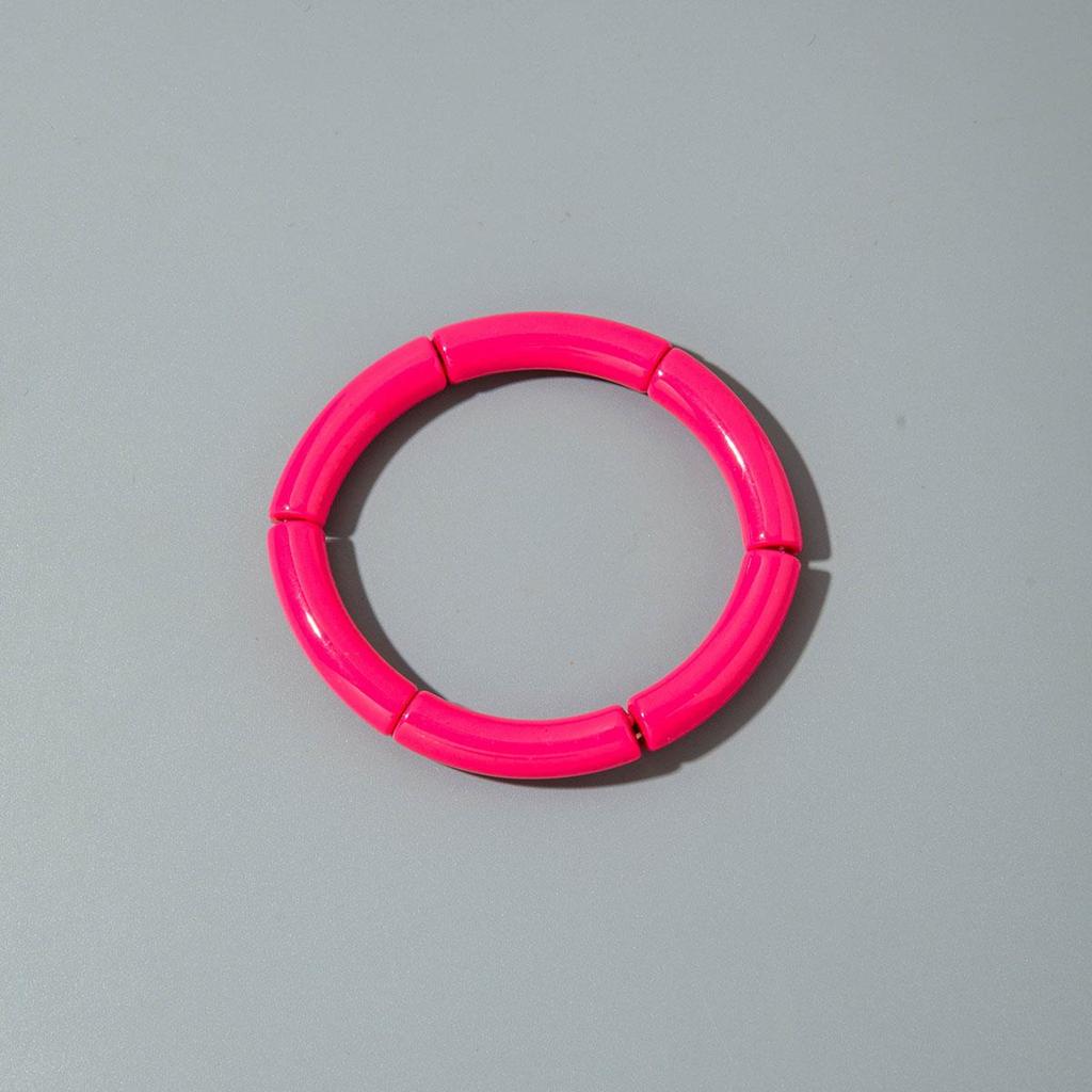 Cross Border Fashion and Cute Dopamine Style Round Tube Acrylic Bracelet for Women Jewelry Seaside Tourism Macaron Color Bracelet Matching