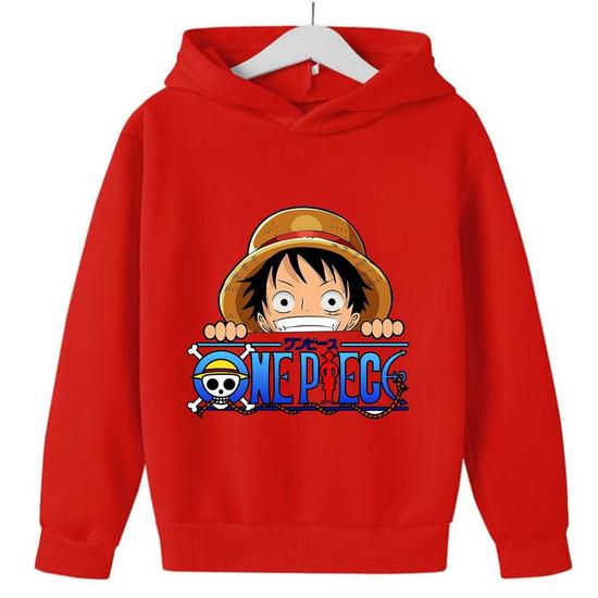 Детская худи с принтом логотипа-черепа Луффи из аниме One Piece, пуловер с капюшоном, осенняя уличная одежда, детские топы