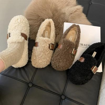 Роскошные мокасины с подкладкой из овечьей шерсти, женская обувь из овечьей шерсти, женские зимние туфли без застежек на пуховых балетках из хлопковой шерсти, мокасины для женщин, босые ботинки