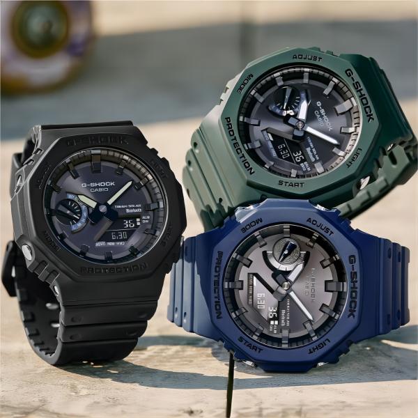 Casio G-Shock Хатиодзи Восьмиугольный Сердечник из Углеродного Волокна Кварцевые Часы на Солнечной Батарее Ремешок из Смолы Мужские часы Черные GA-B2100-1A1PR