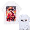 ONE PIECE Зоро Луффи Gear 5 Печатная Свободная Хлопковая Футболка с Коротким Рукавом Летний Стиль Чистый Хлопок Унисекс Одежда для Родителей и Детей