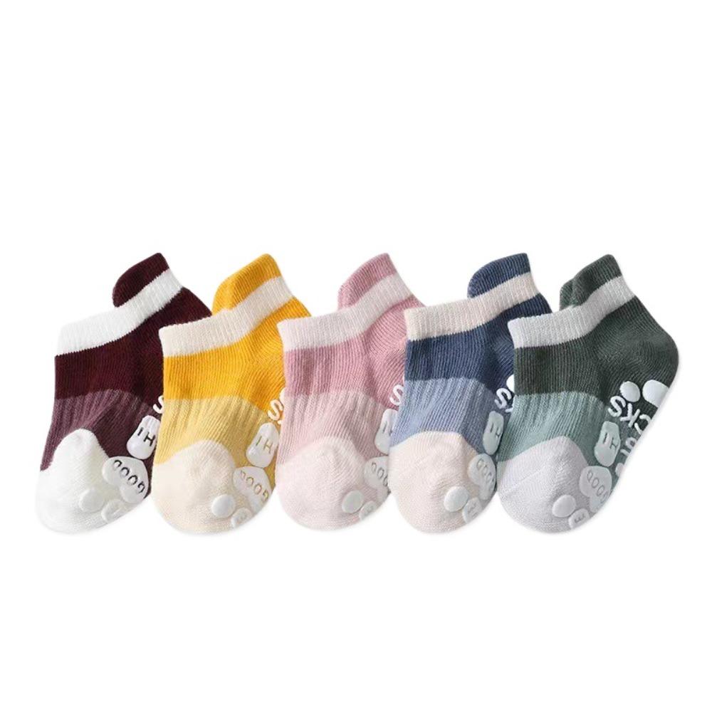 5Pairs Cotton Kids Ankle Sock Letter Toddle Walking Socks Creative Baby Floor Socks  Daily