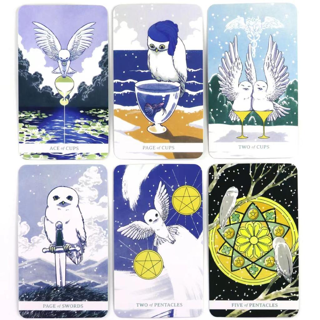 10.3*6cm White Winny Tarot-Whimsical Owl Guide for Intuitive Readings & Self-Discovery 78 Pcs Cards