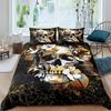 Skull Duvet Cover Golden Crown Bedding Set,3D Printed Halloween Skull With Two Beauty Quilt Cover Set,Crown Comforter Cover
