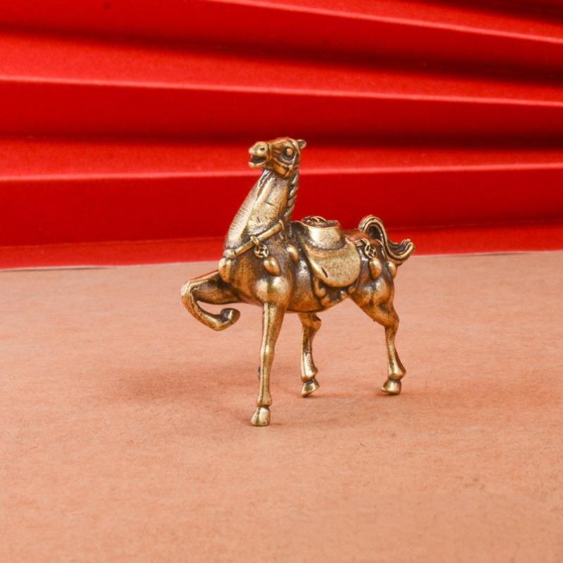 Brass War Horse Small Ornament Home Desktop Decoration Retro Pure Copper Horse Crafts Copper Figurines Enthusiasts Collect