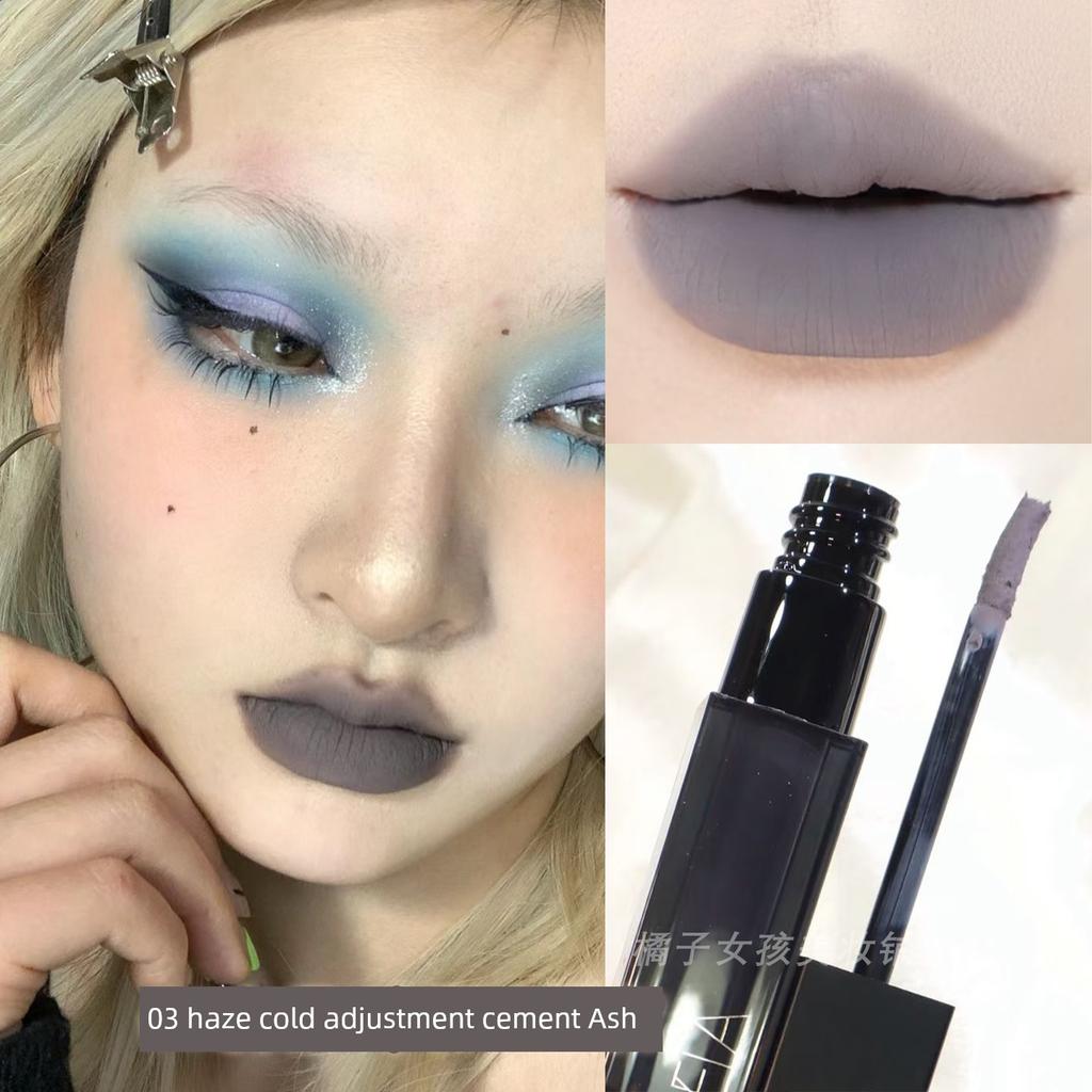 Carmela Wasteland-Style Lip Mud Asian Hot Girl Makeup Lip Glaze Dark Nude Color Lipstick Gray Blue Green Purple Gothic Lipstick