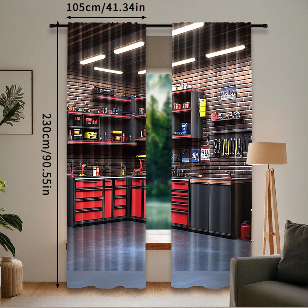 2 шт. Современная штора для гаража Инструменты для ремонта интерьера Ящик для инструментов Полка для инструментов Штора для тематической вечеринки механика Декор