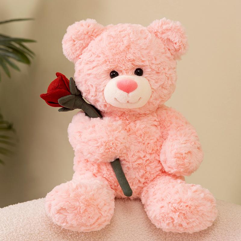 Cartoon Rose Bear Teddy Bear Doll Plush Toy Hug Bear Doll Girl Rag Doll Birthday Gift