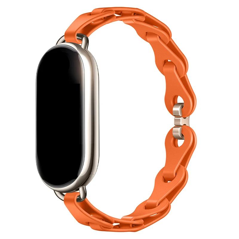 Резиновый ремешок для Xiaomi Mi Band 8 Браслет с пряжкой из нержавеющей стали для Miband 8 NFC Модный женский стиль Запасной силиконовый ремешок