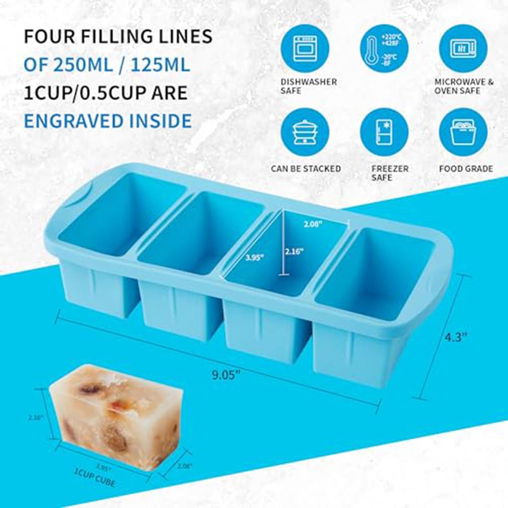 1 2 4 чашки силиконовый контейнер для заморозки супа поднос для хранения кубиков набор формочек для микроволновой печи с крышками