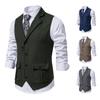Mens Retro Vest Lapel Business Casual Single-Breasted Vest Slim Fit High Quality Mens Dress Wedding Male Tops